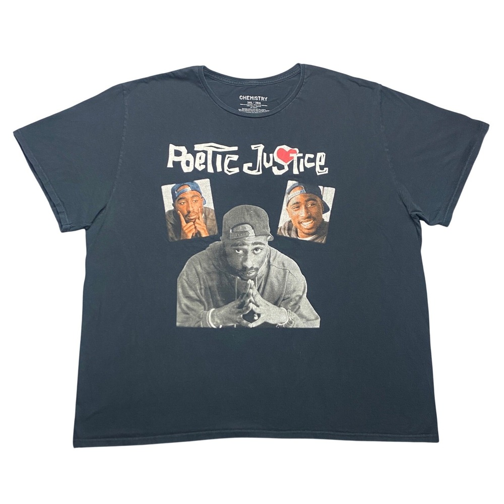 Tupac Tshirt‎ Mens 3XL Black Poetic Justice Shakur 90s Movie Tee Chemistry
